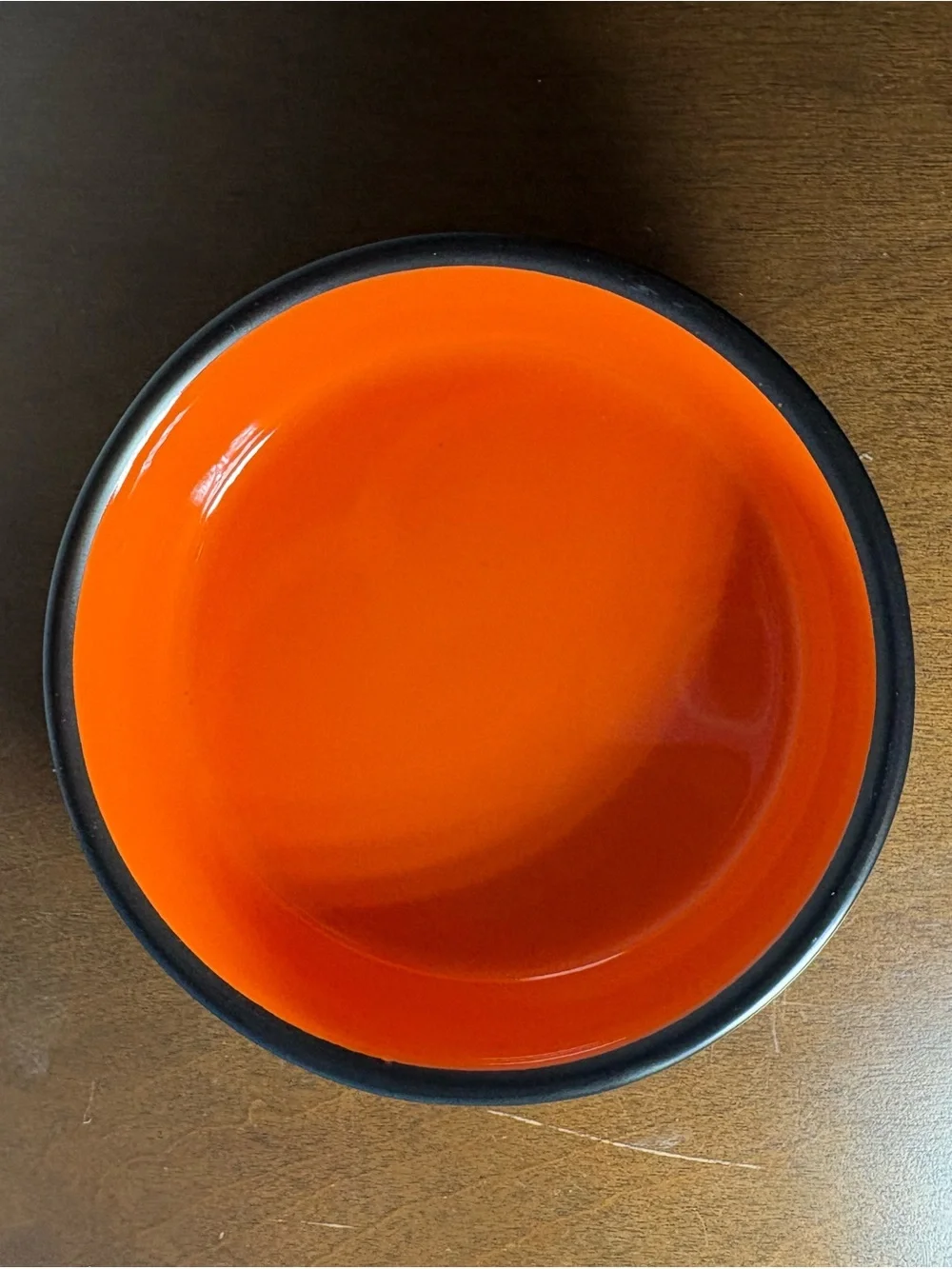 Rae Dunn Scaredy Cat Bowl - Black Exterior with Orange Interior